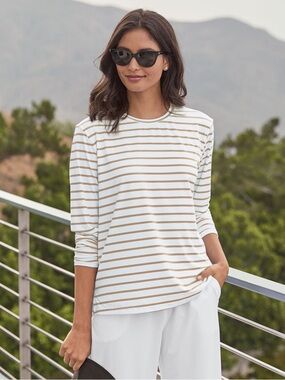 Solumbra Women’s Seaside Stripe Long sleeve Tee.